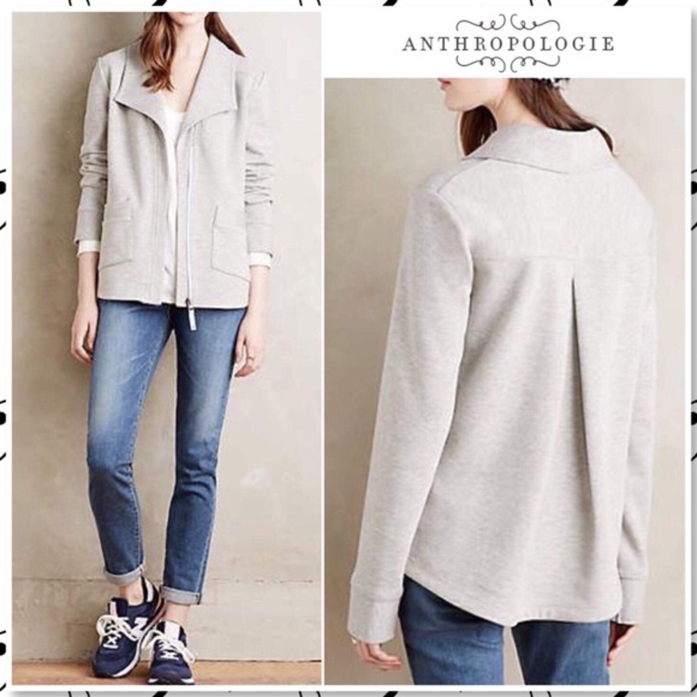 Anthropologie Grey Zip Up Jacket
